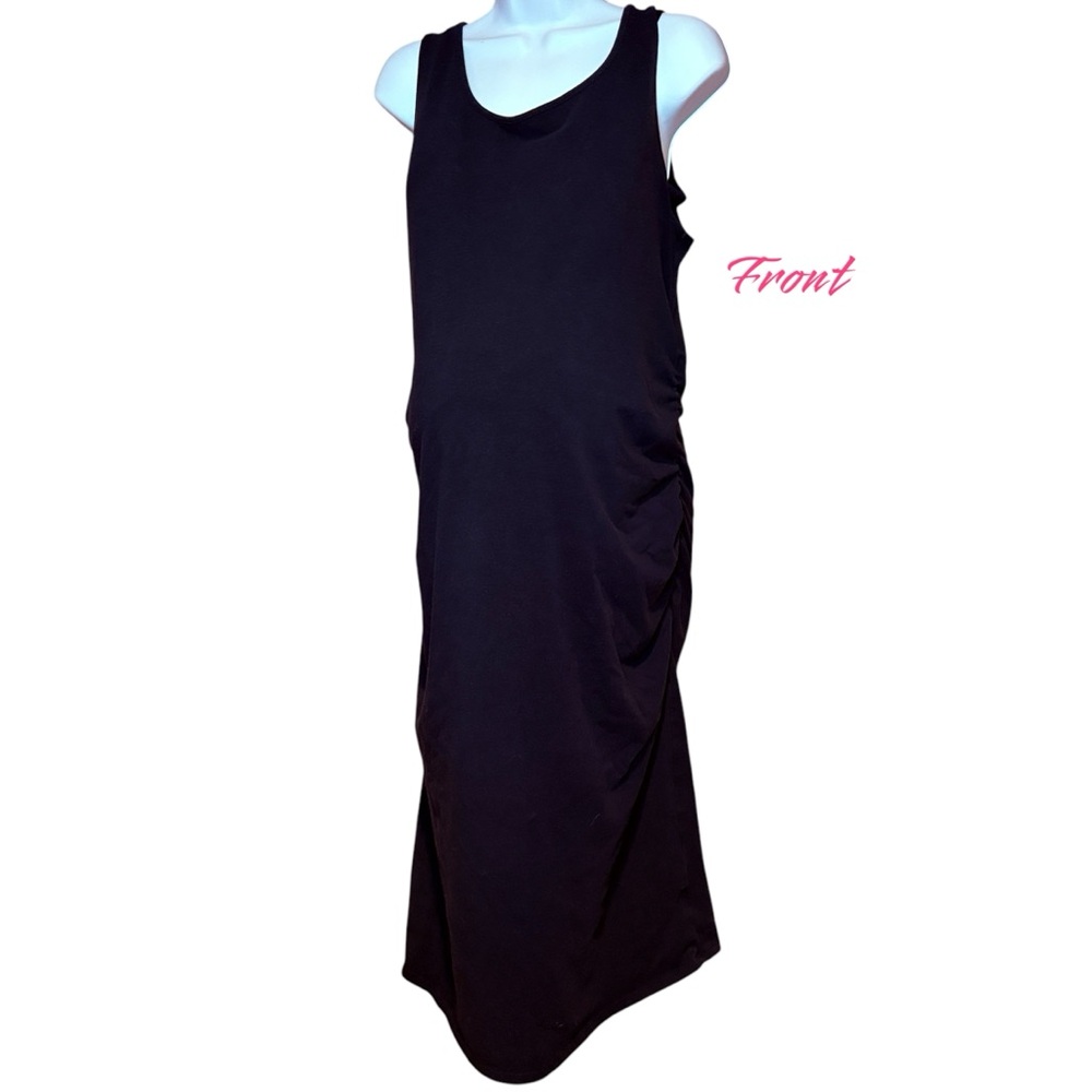 Black Sleeveless maternity maxi Dress with ruched sides | XXL | Ingrid & Isabel